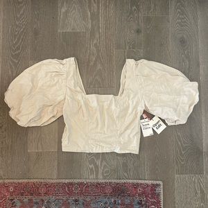 Nordstrom Open Edit Beige Linen Top | NWT